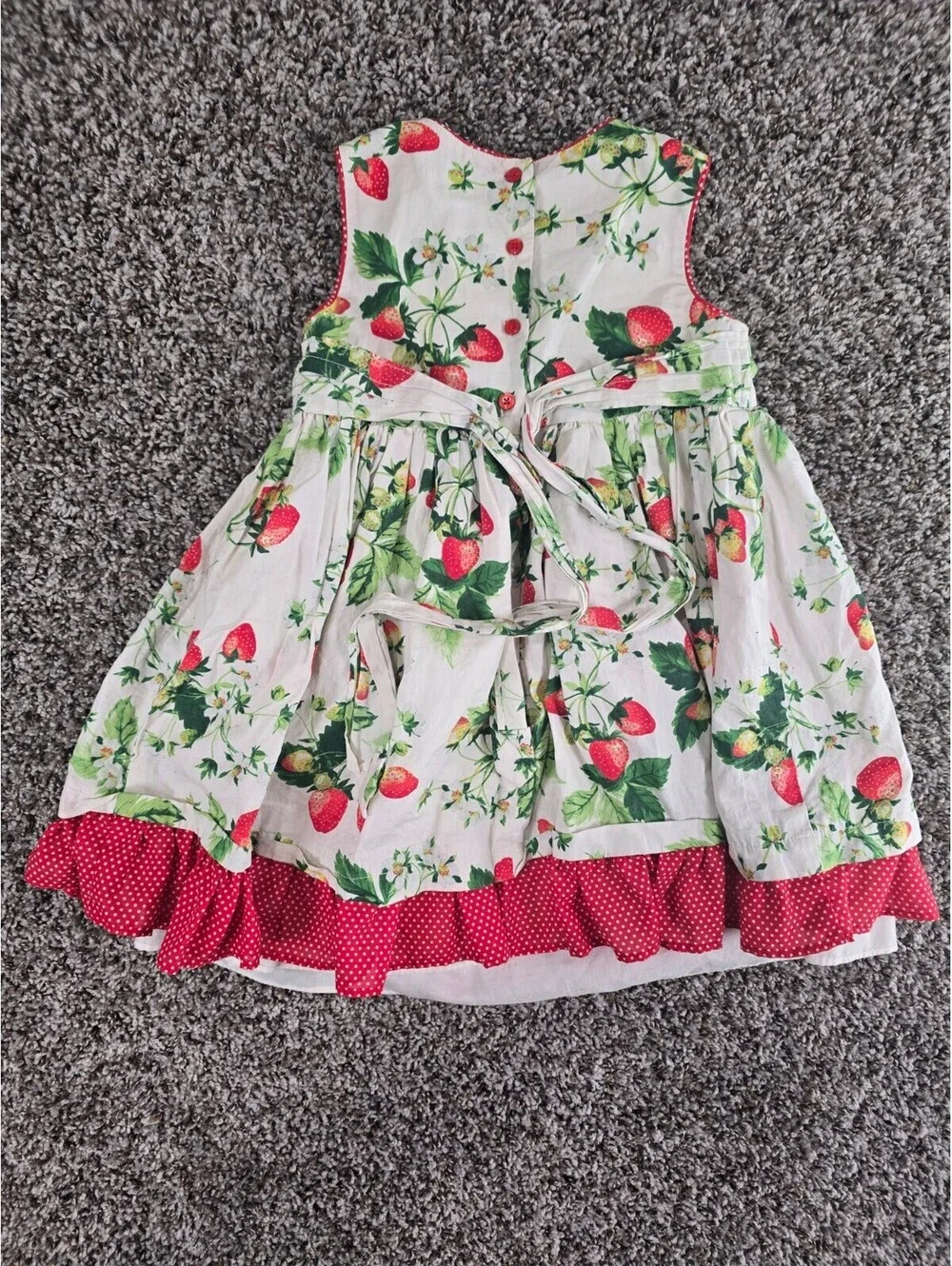 Laura Ashley London Girls Sz 5 Sleeveless Dress Summer Strawberry Print Red